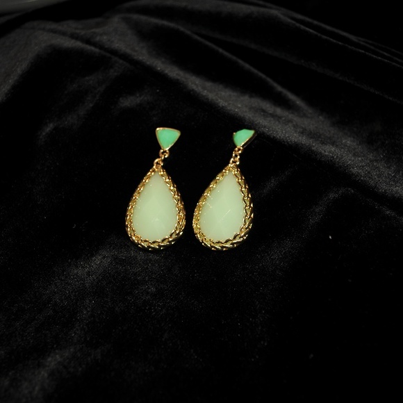 Triangle / Tear Drop Earrings Green / August 8021 - Picture 3 of 5